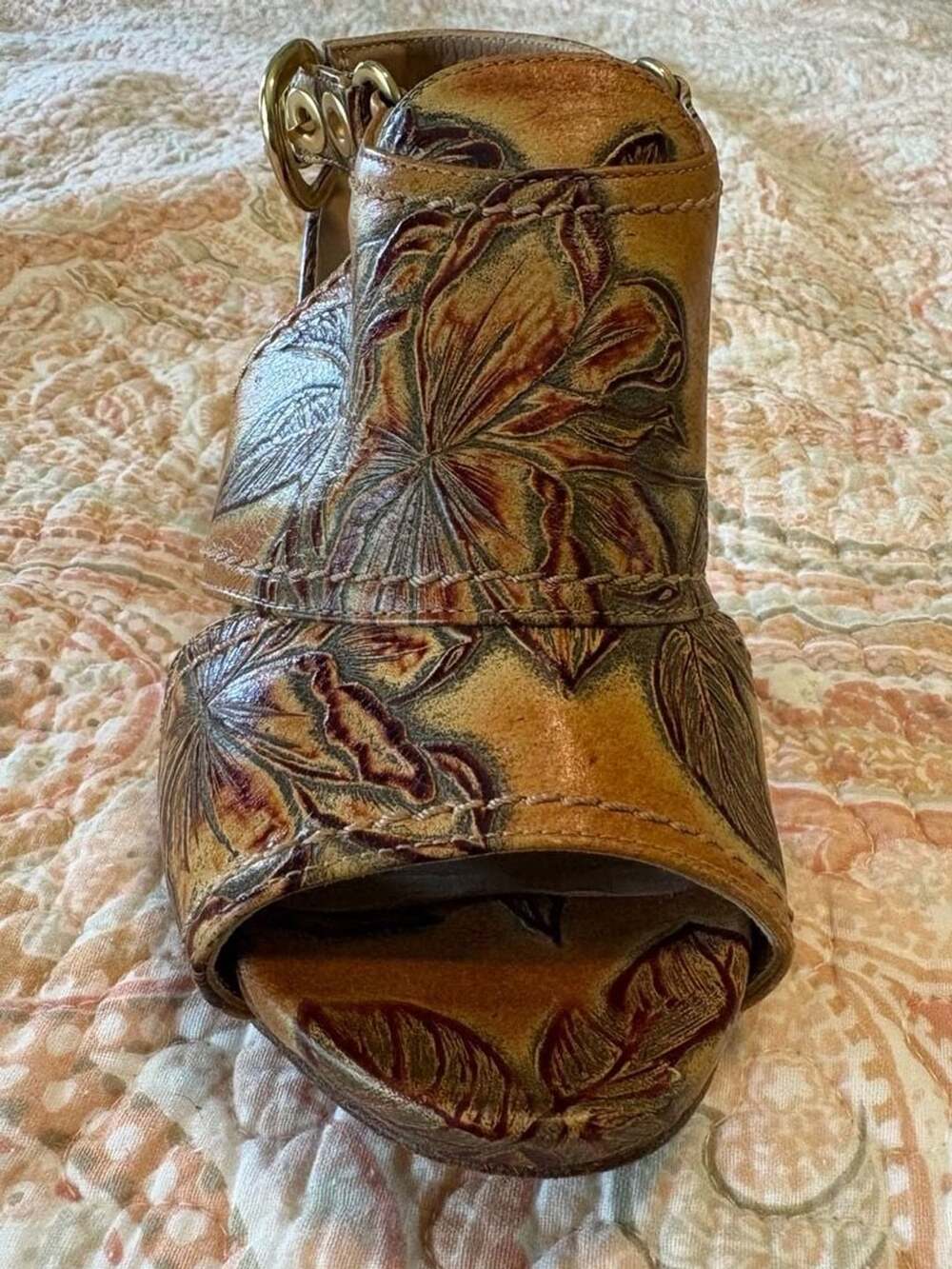 EUC Cuoieria Fiorentina Italian designer open toe ankle boot heels, Sz 36/6.5 - Picture 3 of 13